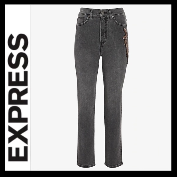 NWT Express Super High Waist Beaded Jean - Picture 3 of 12
